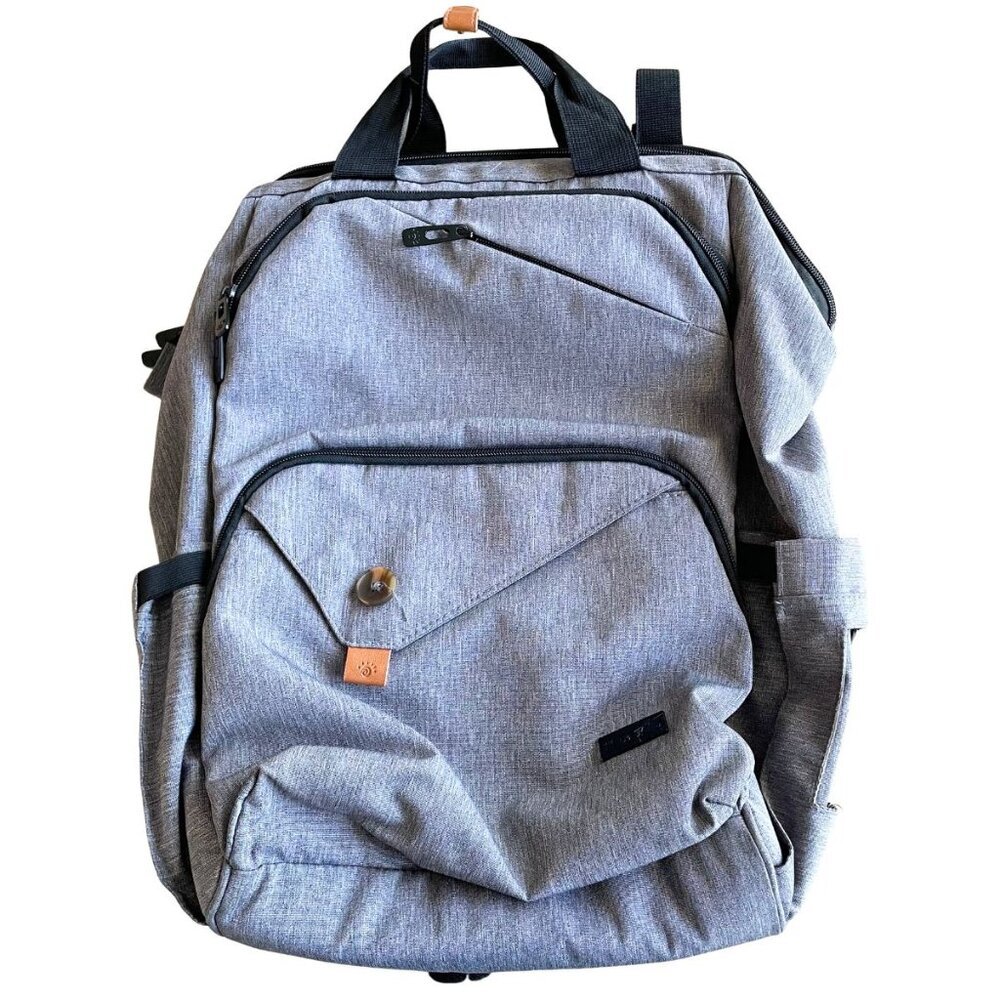 Hap Tim Grey Unisex Diaper Bag Backpack, Large Capacity Travel, Water Resistant